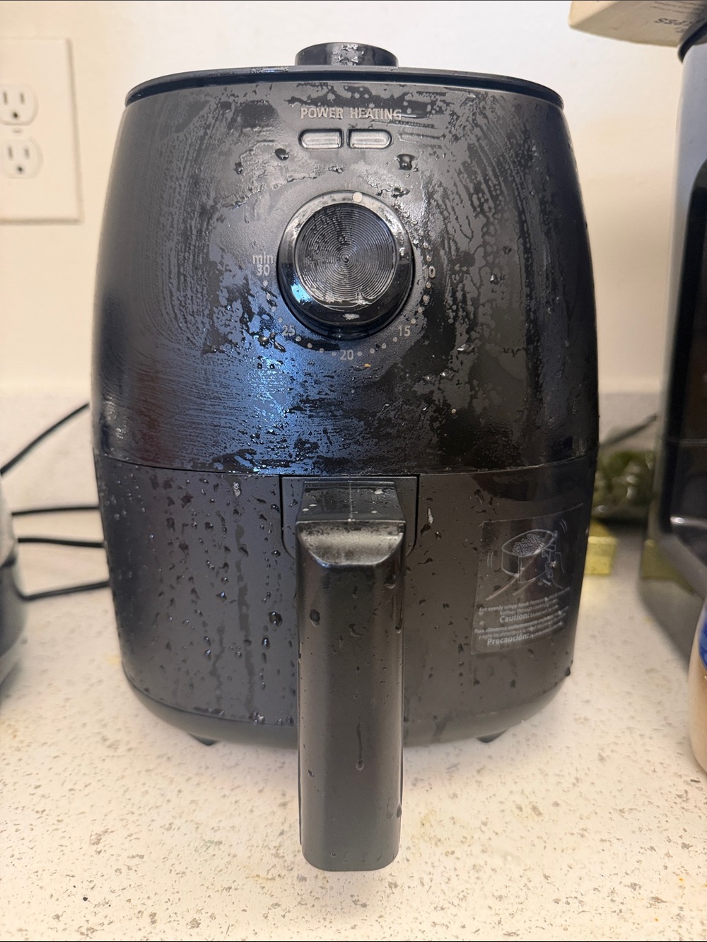 Used Air Fryer with Non-Stick Basket (used) worn Mainstays Black Compact 2.2 Qt